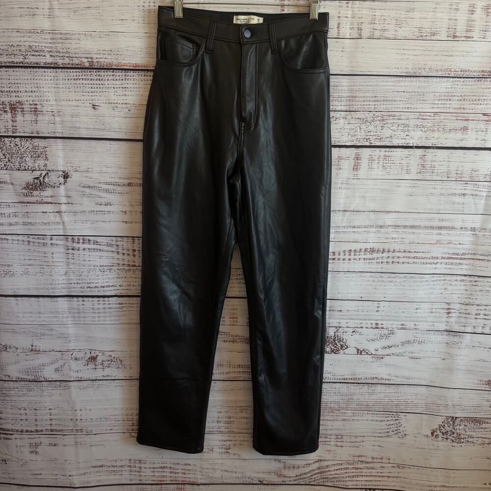 Ambercrombie & Fitch The Ankle Straight Ultra High Rise Faux Leather Pants 6L